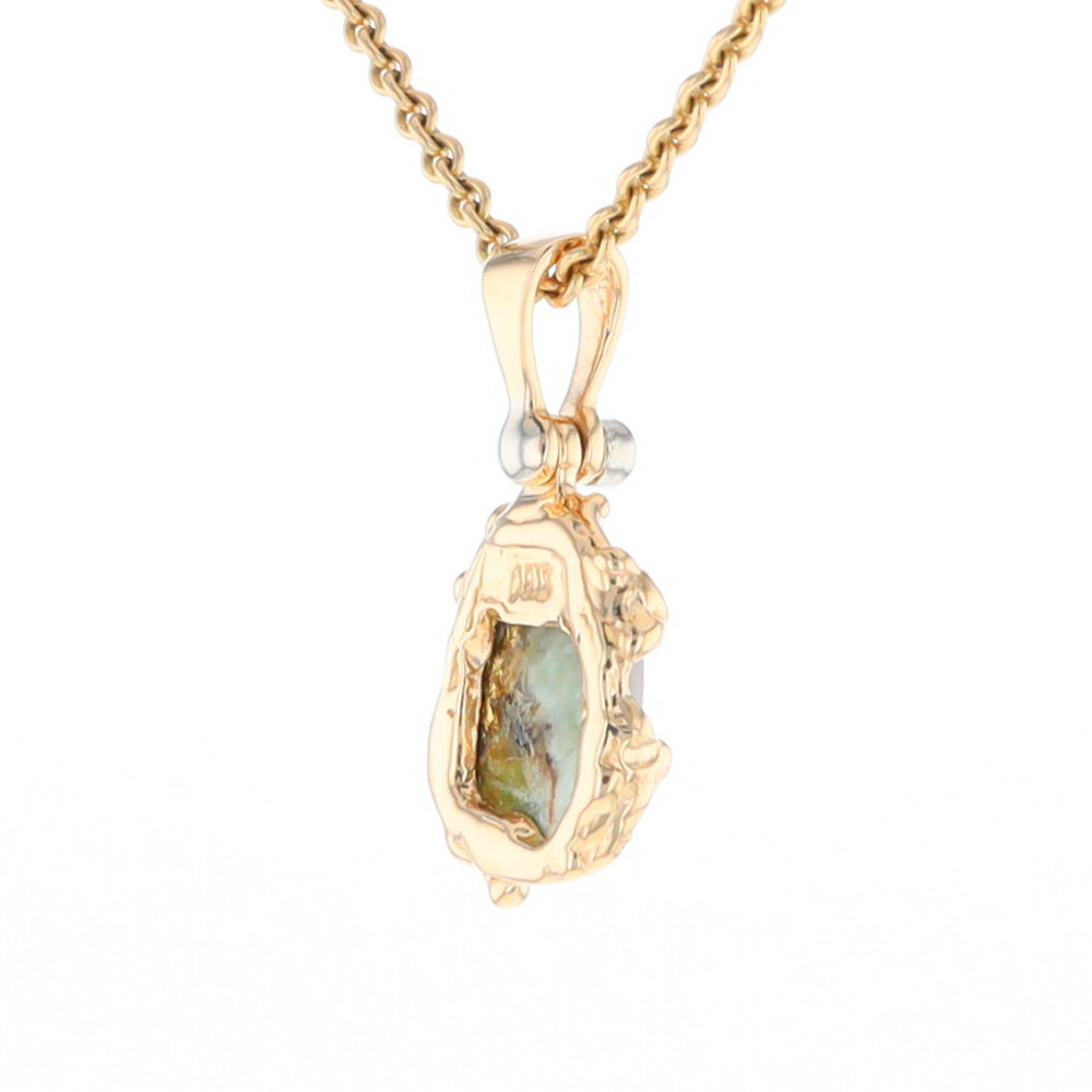 Serpentine & Gold Quartz Freeform Pendant