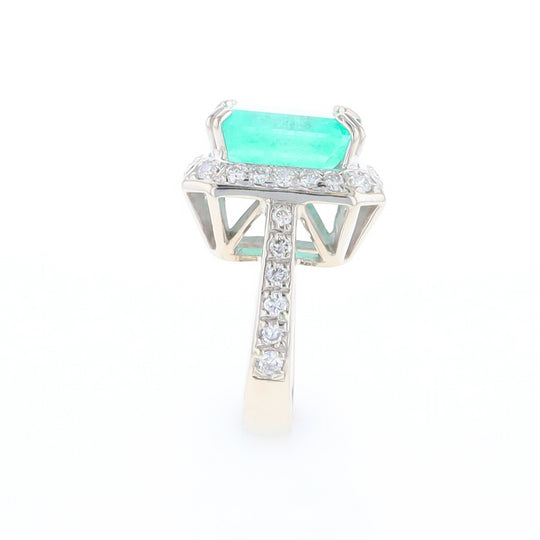 5.25ct Emerald Ring with Diamond Halo