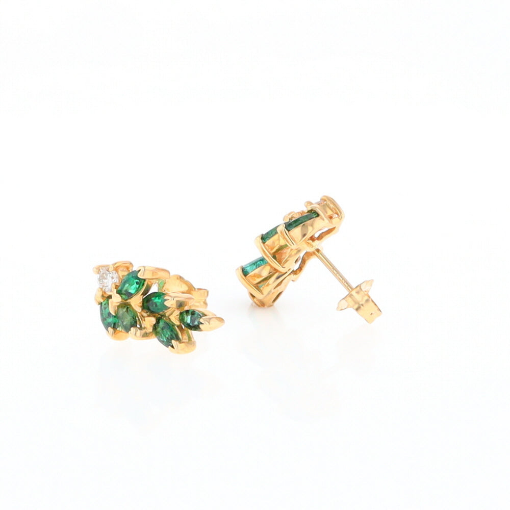 Marquise Emerald Cluster Stud Earrings