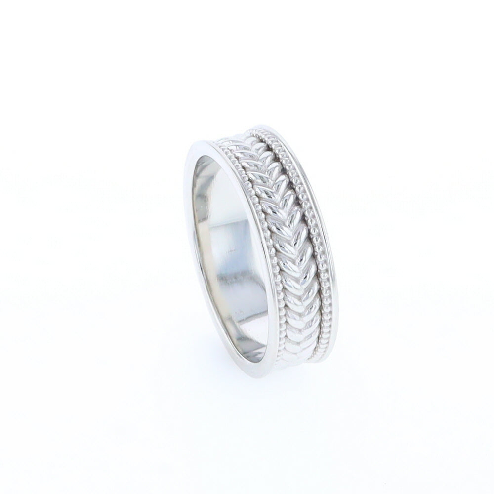 Braided White Gold Men's Ring