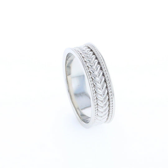 Braided White Gold Men's Ring