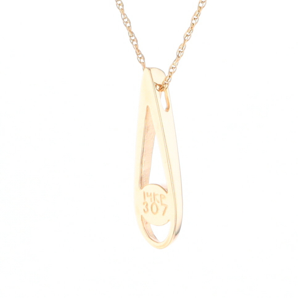 Open Teardrop Round Gold Quartz Inlaid Pendant