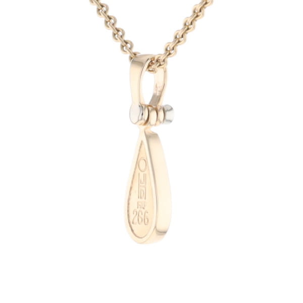 Gold Quartz Pendant Tear Drop Inlaid Design with .02ct Diamond