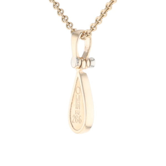 Gold Quartz Pendant Tear Drop Inlaid Design with .02ct Diamond