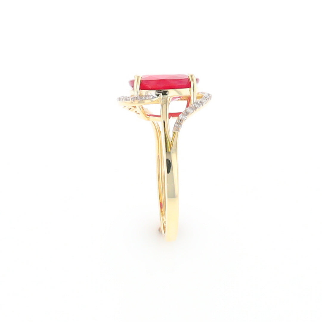 Ruby Bypass Ring with Diamond Accents