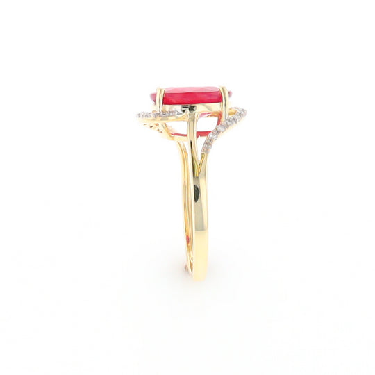 Ruby Bypass Ring with Diamond Accents