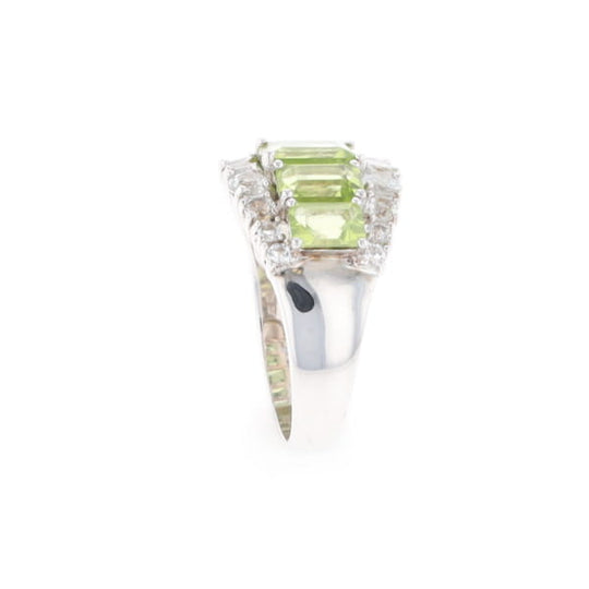 Peridot and CZ Cocktail Ring