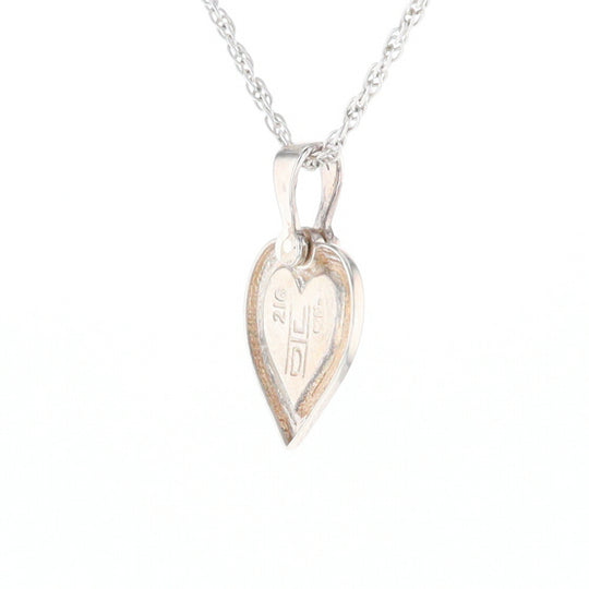 Sterling Silver Gold Quartz Inlaid Heart Pendant - G3