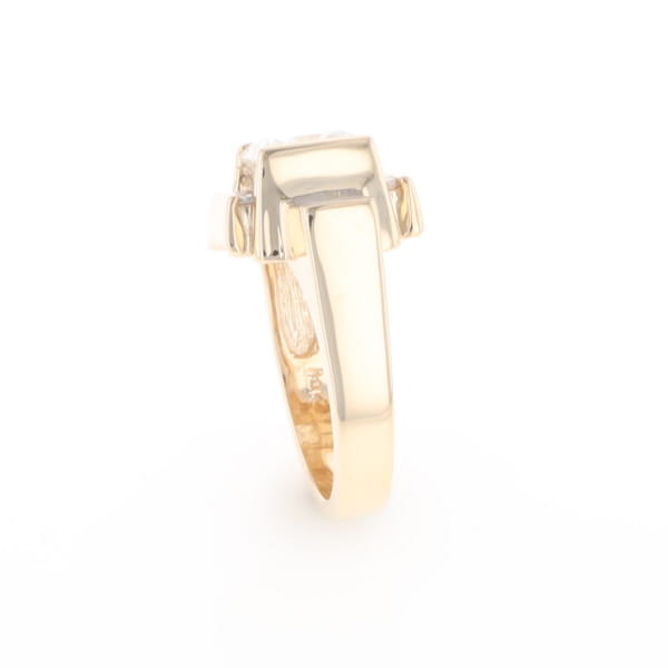 Princess Cut Diamond Gold Quartz 2-Square Inlaid Ring