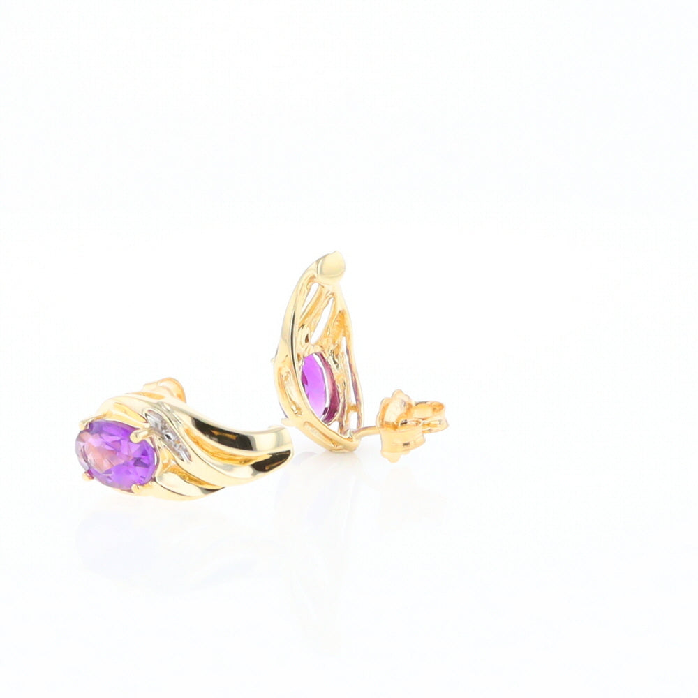 Amethyst and Diamond Pear Shaped Earrings