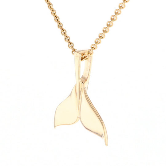 Whale Tail Necklaces Single Sided Gold Quartz Inlaid Sea life Pendant