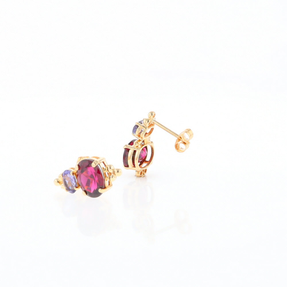 Garnet & Amethyst Dangle Earrings