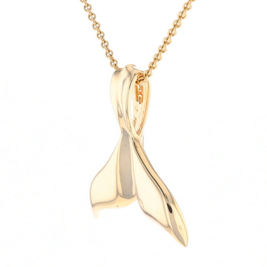 Whale Tail Necklaces Natural Gold Quartz Inlaid Sea Life Pendant