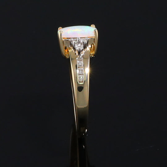 Rectangular Opal Ring with Diamond Accents