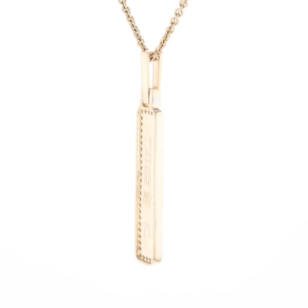 Gold Quartz Necklace, Rectangle Inlaid, .27ctw Diamond Halo Pendant