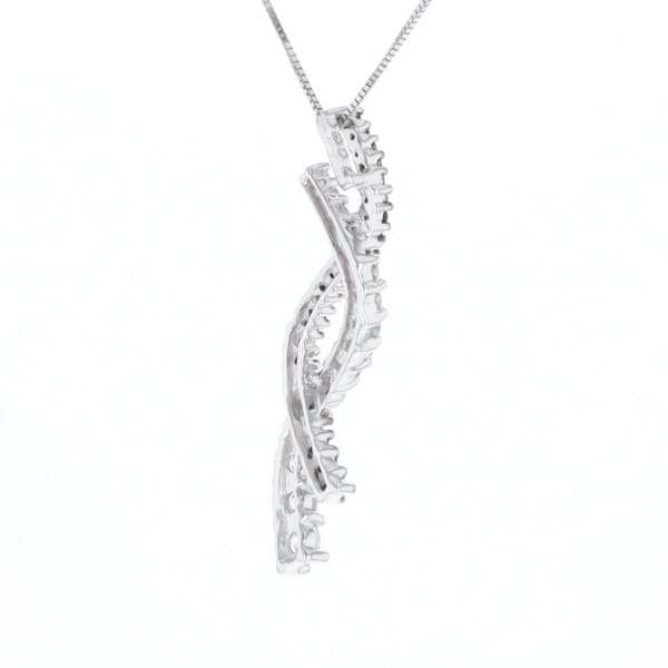 Ribbon Necklace With Black and White Diamonds