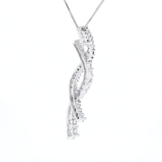Ribbon Necklace With Black and White Diamonds