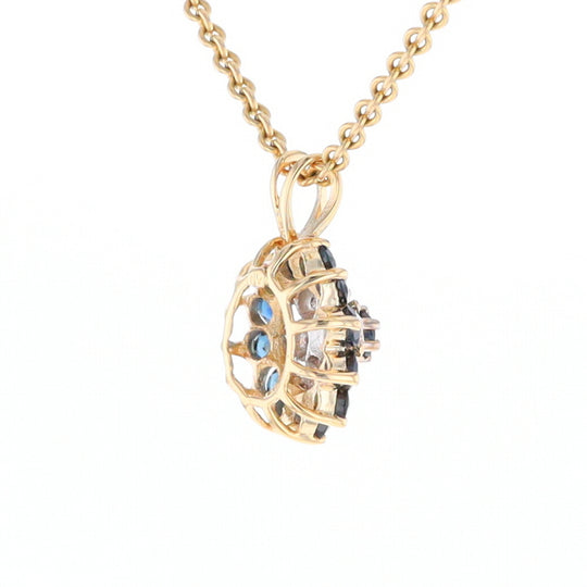 Round Diamond & Sapphire Cluster Pendant