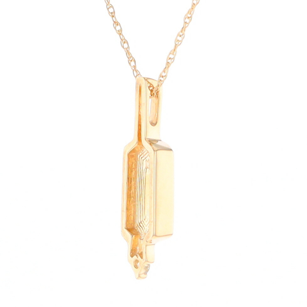 Gold Quartz Pendant with 0.04ctw Diamond Accent