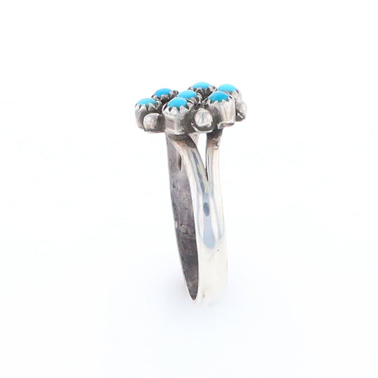 Round Turquoise Cluster Ring