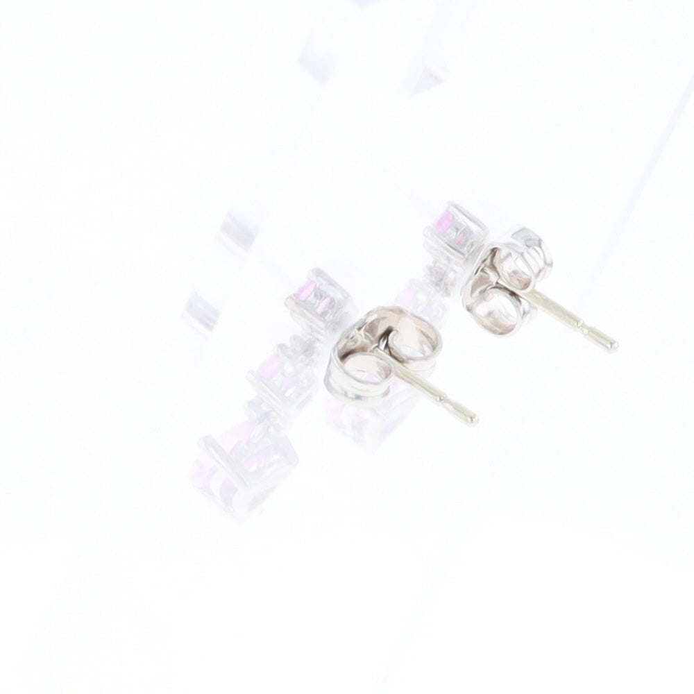 Synthetic Pink Sapphire Dangle Heart Earrings