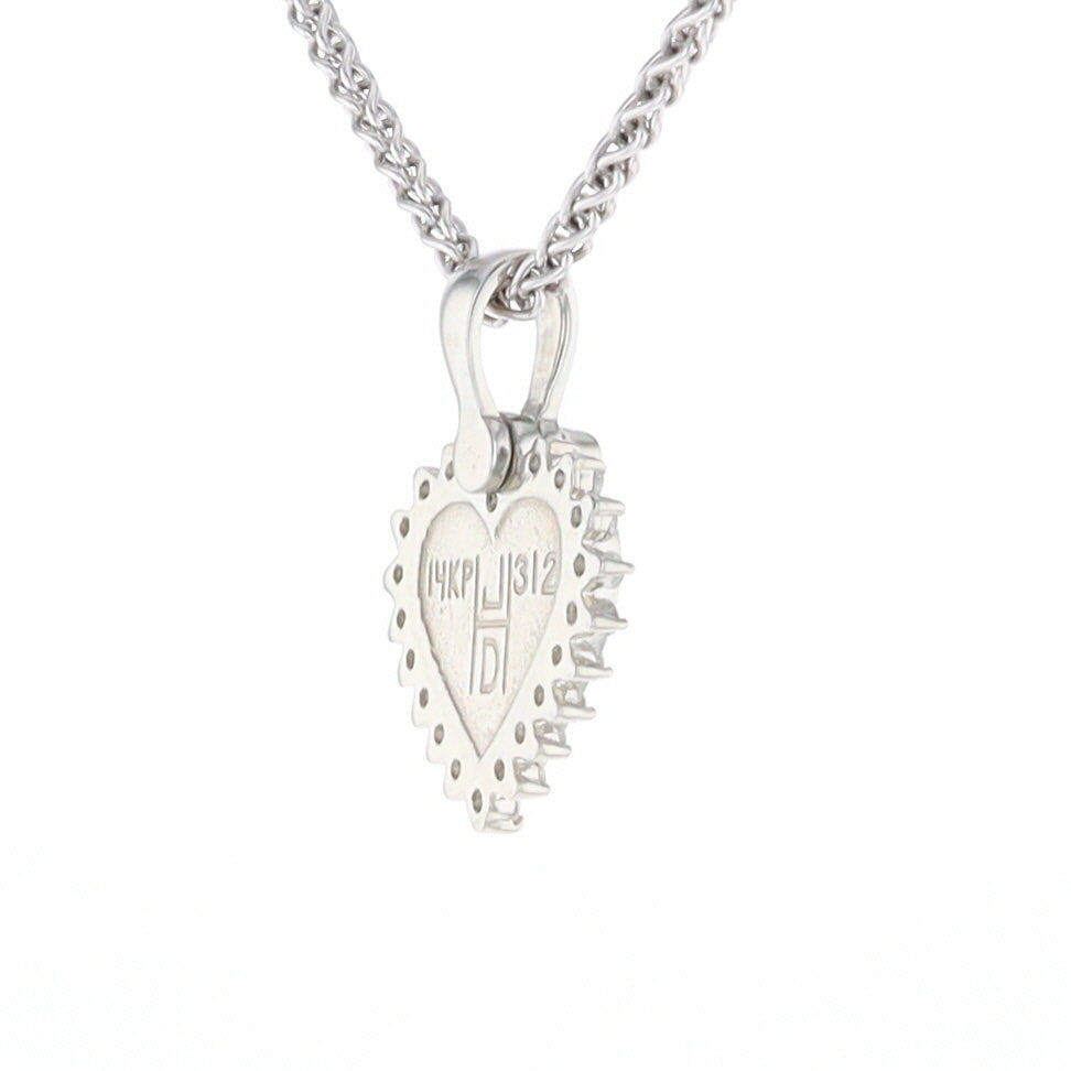 G2 Gold Quartz Pendant Heart Inlaid .21ctw Diamond Halo Design Pendant