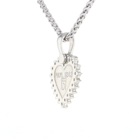 G2 Gold Quartz Pendant Heart Inlaid .21ctw Diamond Halo Design Pendant