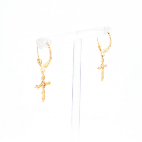 Two-Tone Diamond Cross Earrings