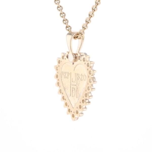 Gold Quartz Heart Shape Inlaid .55Ctw Diamond Pendant