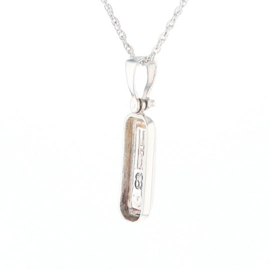 Sterling Silver Gold Quartz Invlaid Rectangle Bar Pendant - G3