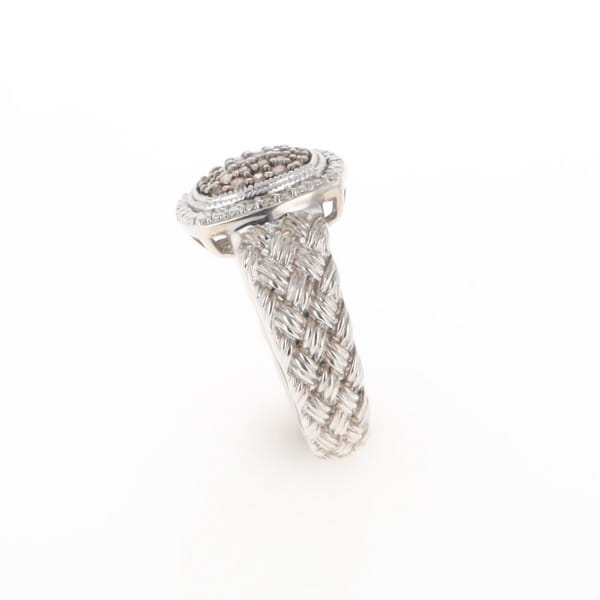 Champaign Diamond Square Braided Cluster Band