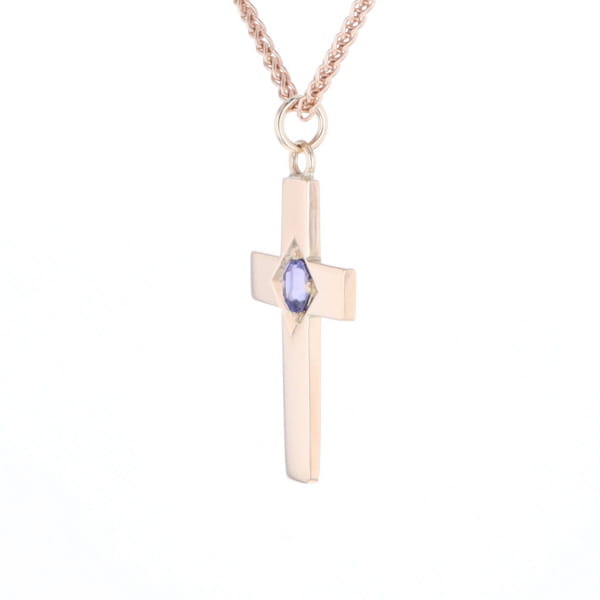 Cross Pendant with Purple Sapphire