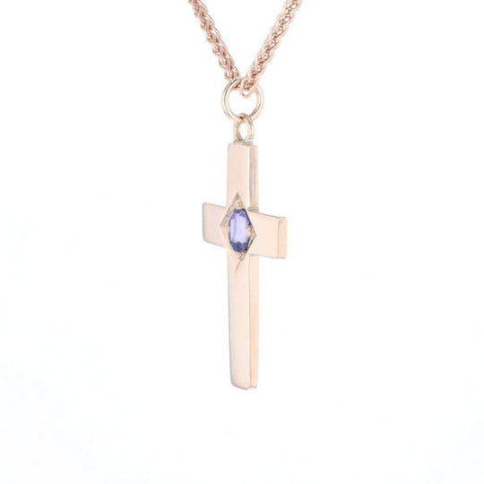 Cross Pendant with Purple Sapphire