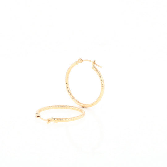 Gold Ribbed Hoop Earrings