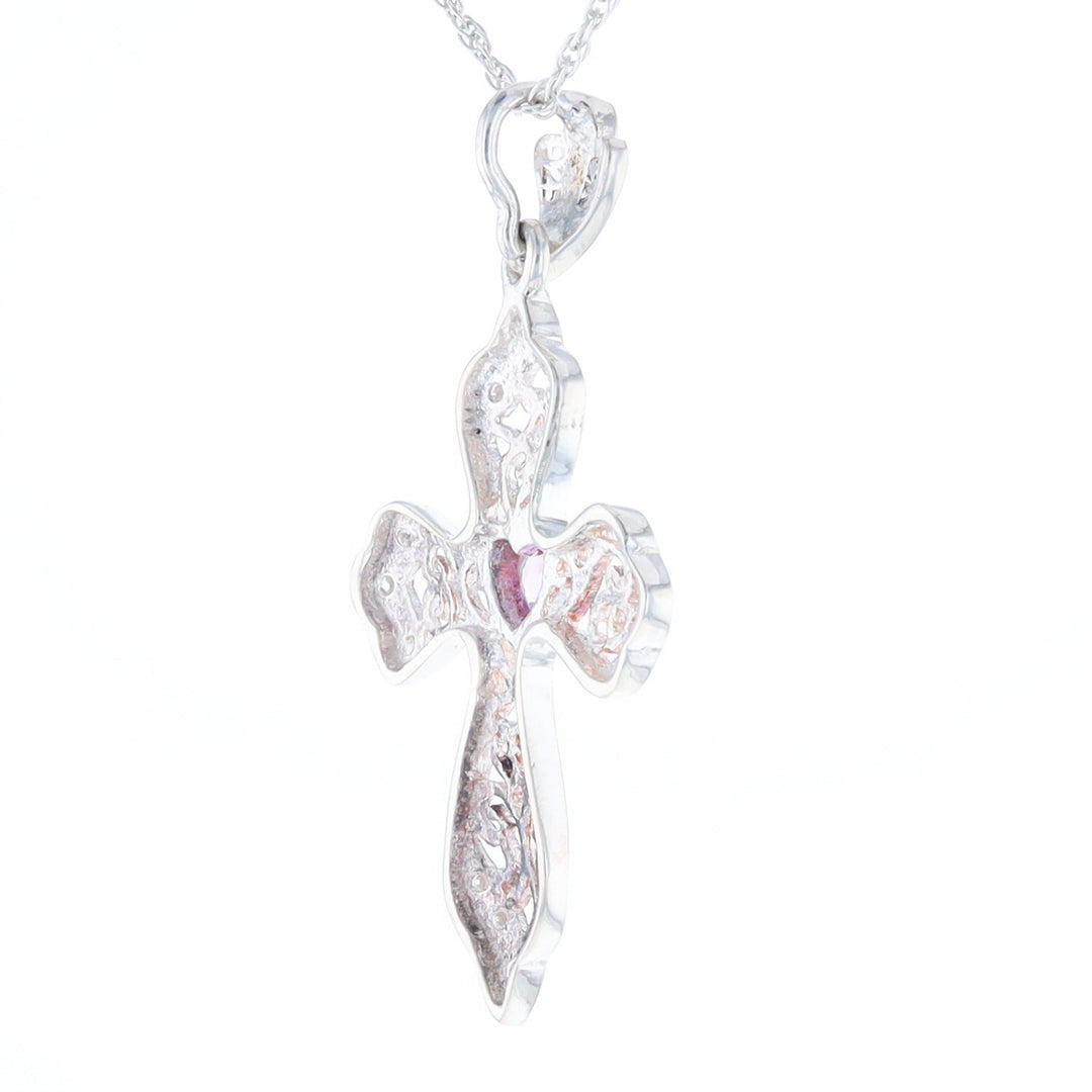 Heart Amethyst Cross Pendant