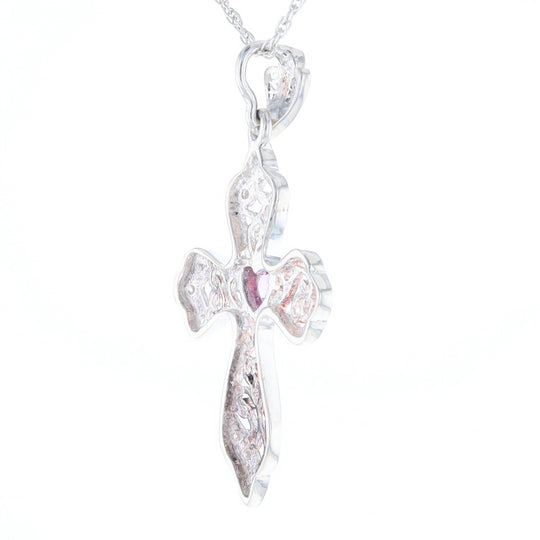 Heart Amethyst Cross Pendant