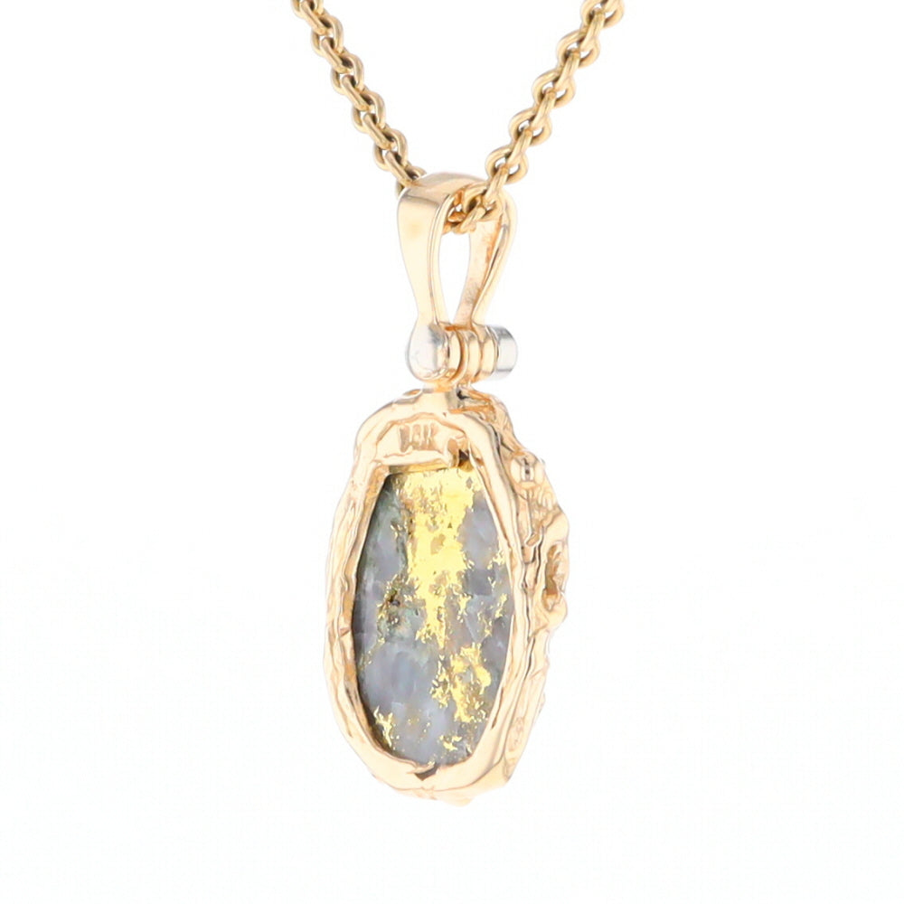 Serpentine & Gold Quartz Freeform Pendant