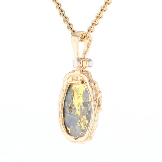 Serpentine & Gold Quartz Freeform Pendant