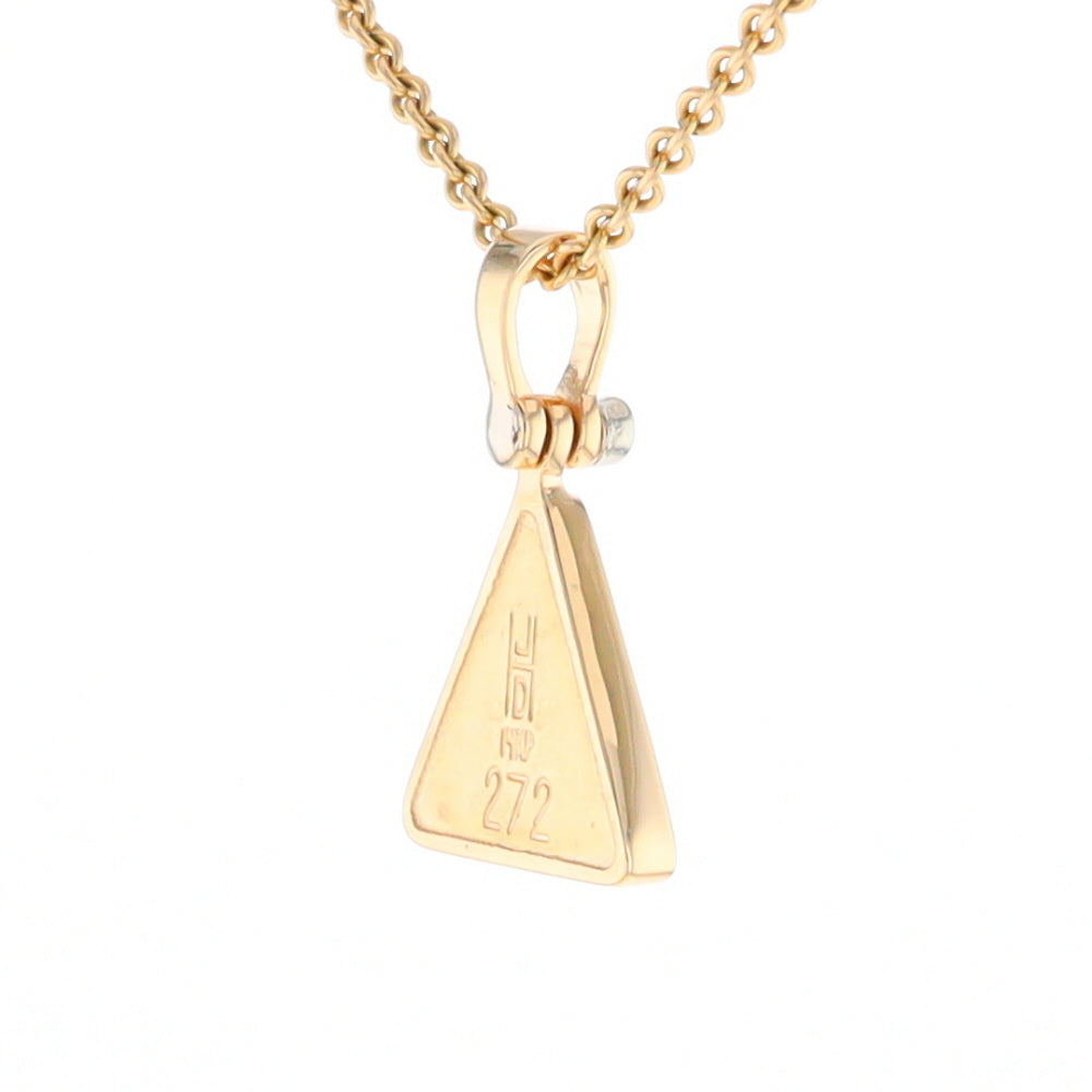 Gold Quartz Necklace Triangle Inlaid Pendant with .02ct Diamond