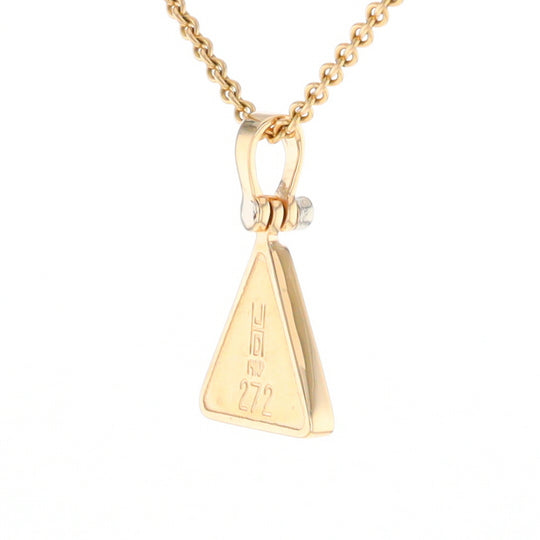 Gold Quartz Necklace Triangle Inlaid Pendant with .02ct Diamond