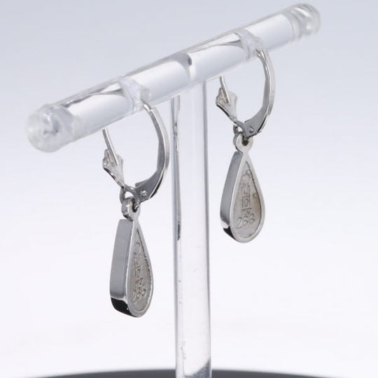 Opal Earrings Tear Drop Inlaid Design Lever Backs
