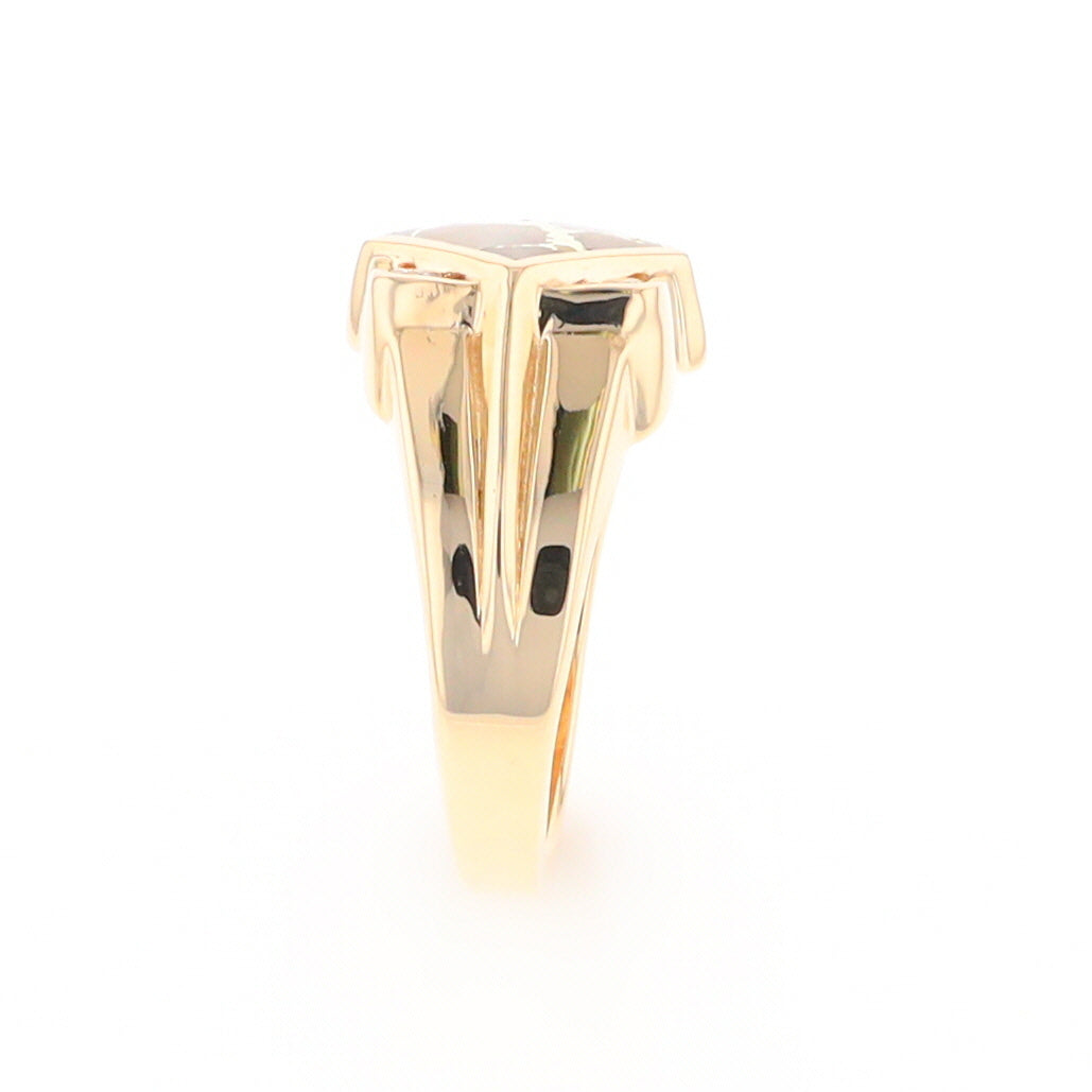 Gold Quartz Mens Ring with Diamond Accents