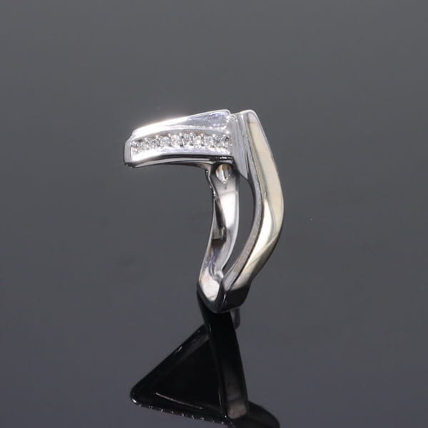 Opal Rings Triangle Inlaid Design with .31ctw Round Diamonds