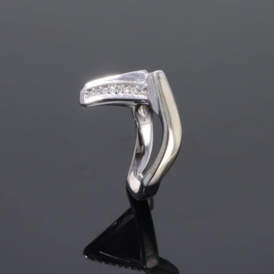 Opal Rings Triangle Inlaid Design with .31ctw Round Diamonds