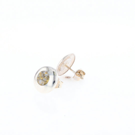 Sterling Silver Gold Quartz Inlaid Circle Stud Earrings - G3