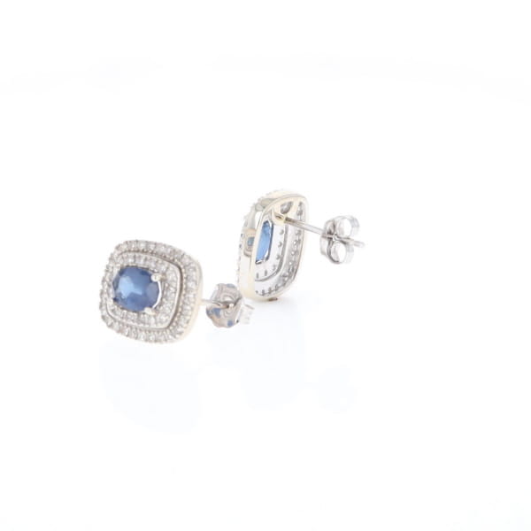 Double Halo Sapphire Earrings