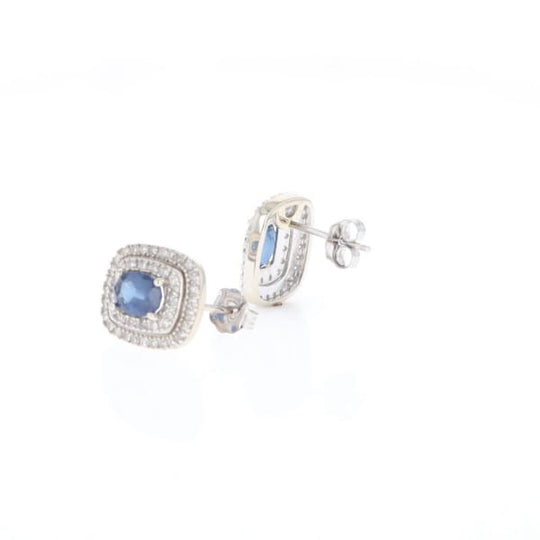 Double Halo Sapphire Earrings