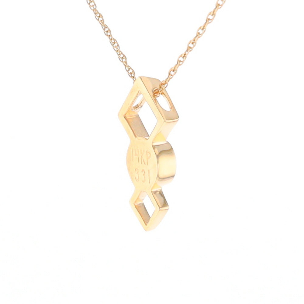 Gold Quartz Round Inlay Double Diamond Design Pendant