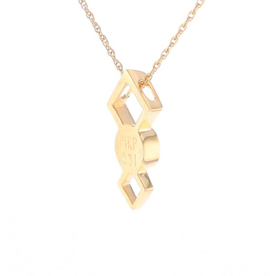 Gold Quartz Round Inlay Double Diamond Design Pendant