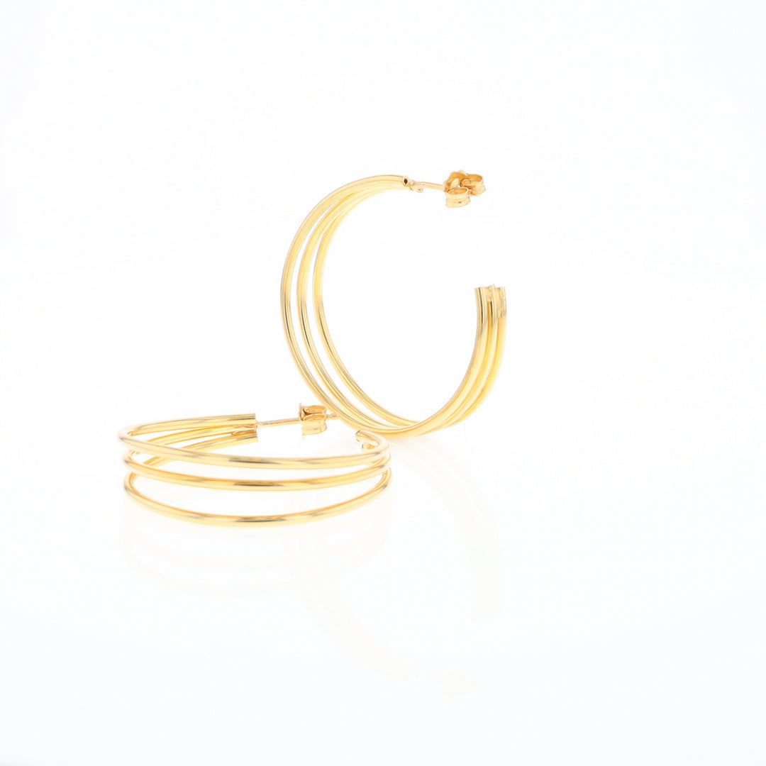 Three Bar Gold Hoop Earrings